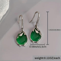 Vintage Water Drop Earrings Synthetic Gems Hook Earrings Anniversary Gift