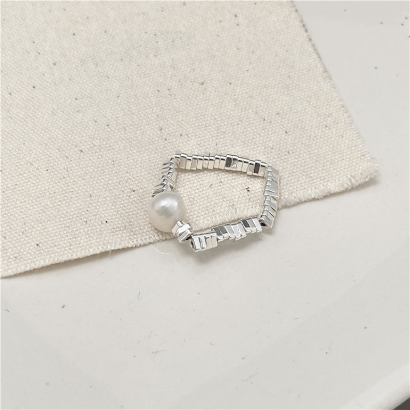 Silvery Pearl Ring Elastic Rope for Female Index Finger