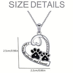 Dog Lover Paw Print Heart Pendant Necklace Pet Memorial Accessory Gift