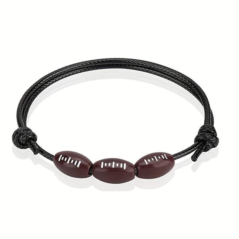 Sports Bead Ball Bracelet with Pendant, Adjustable Inspirational Bracelet