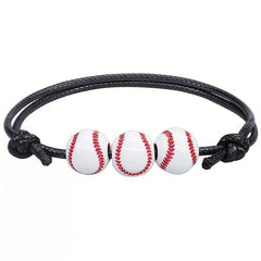 Sports Bead Ball Bracelet with Pendant, Adjustable Inspirational Bracelet