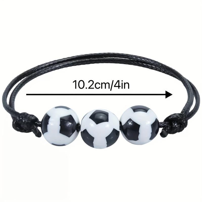 Sports Bead Ball Bracelet with Pendant, Adjustable Inspirational Bracelet