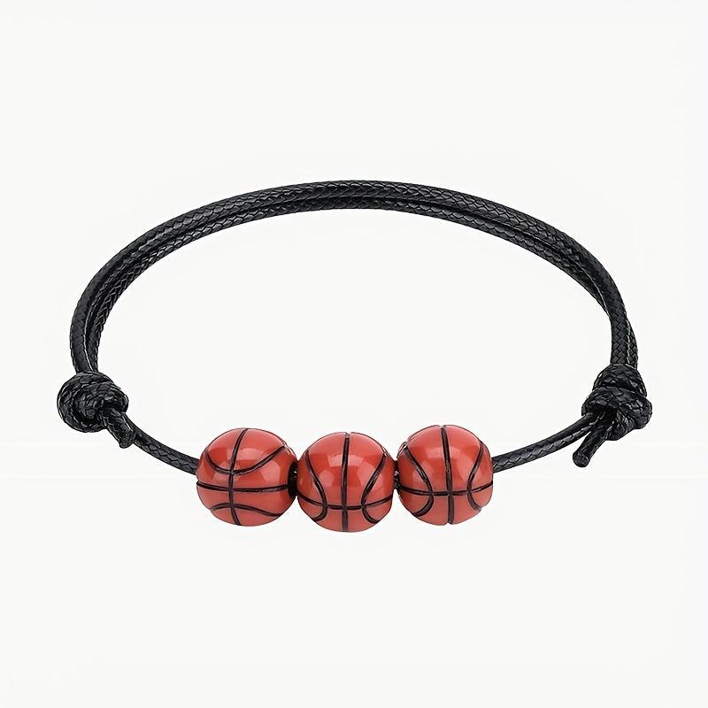 Sports Bead Ball Bracelet with Pendant, Adjustable Inspirational Bracelet