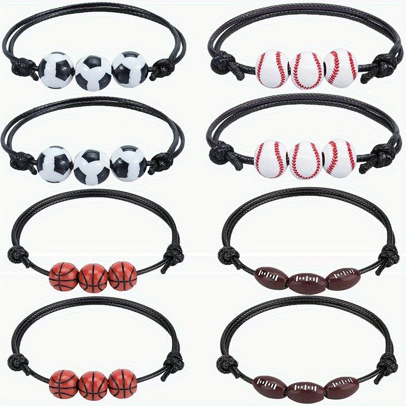 Sports Bead Ball Bracelet with Pendant, Adjustable Inspirational Bracelet