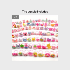 Cartoon Kids Rings - Random Style Girls Pretend Play Dress Up Rings