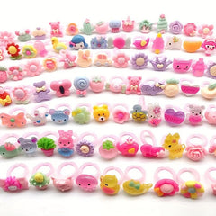 Cartoon Kids Rings - Random Style Girls Pretend Play Dress Up Rings
