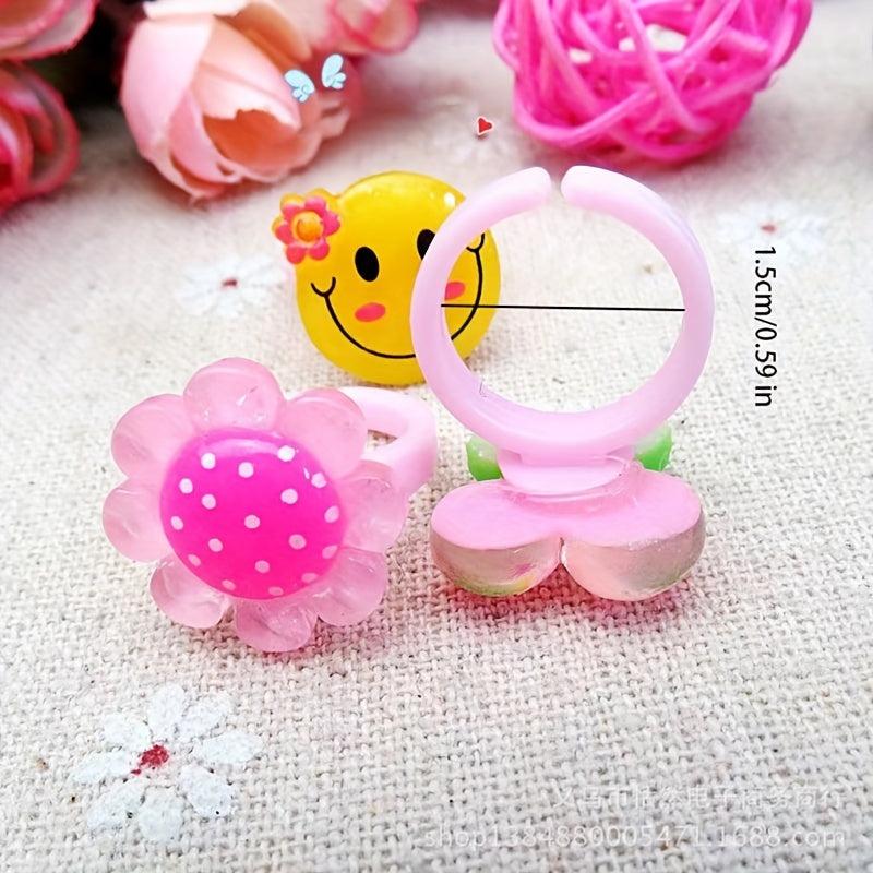 Cartoon Kids Rings - Random Style Girls Pretend Play Dress Up Rings