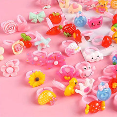 Cartoon Kids Rings - Random Style Girls Pretend Play Dress Up Rings