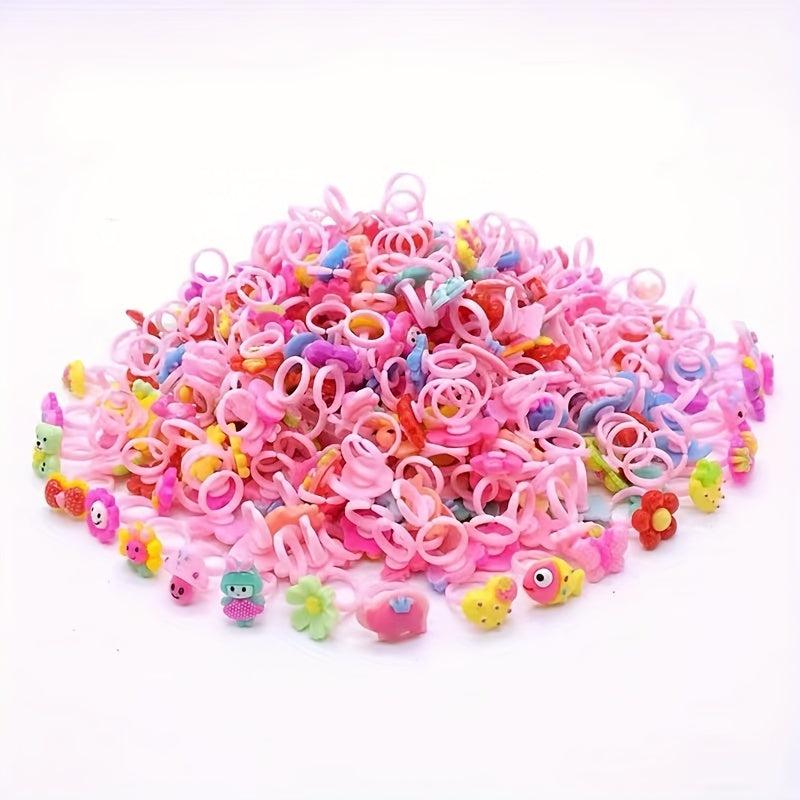 Cartoon Kids Rings - Random Style Girls Pretend Play Dress Up Rings