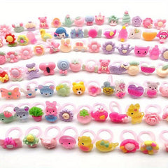 Cartoon Kids Rings - Random Style Girls Pretend Play Dress Up Rings