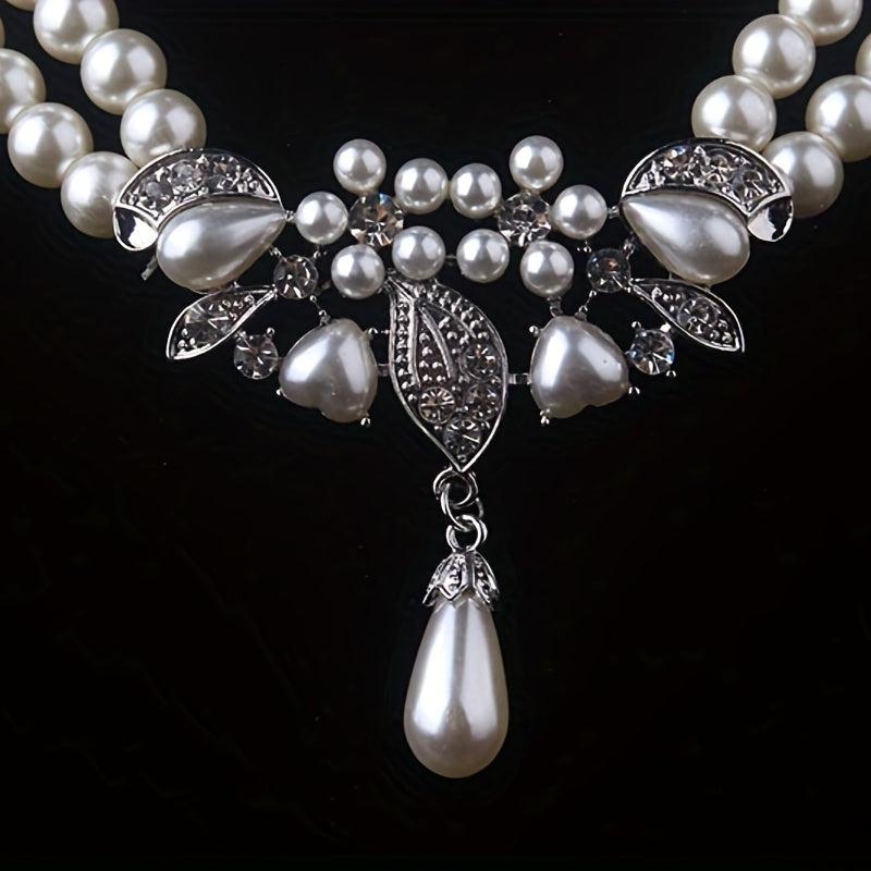 Luxury Rhinestone Necklace Earrings Set for Bride