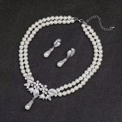 Luxury Rhinestone Necklace Earrings Set for Bride