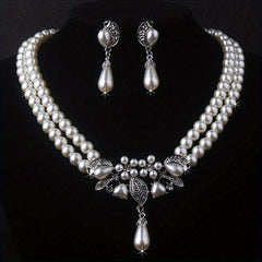 Luxury Rhinestone Necklace Earrings Set for Bride