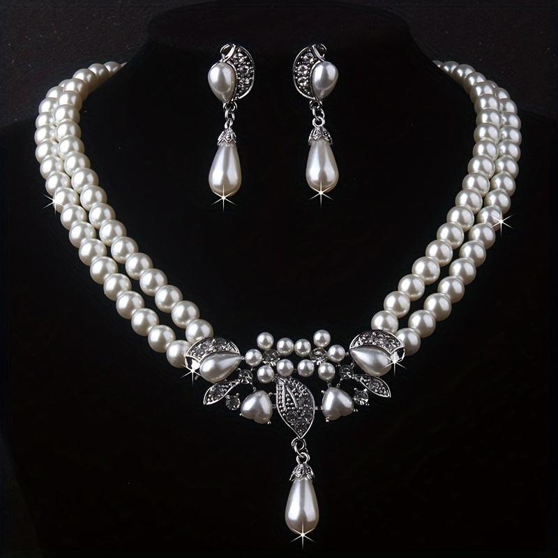 Luxury Rhinestone Necklace Earrings Set for Bride