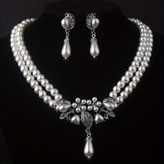 Luxury Rhinestone Necklace Earrings Set for Bride