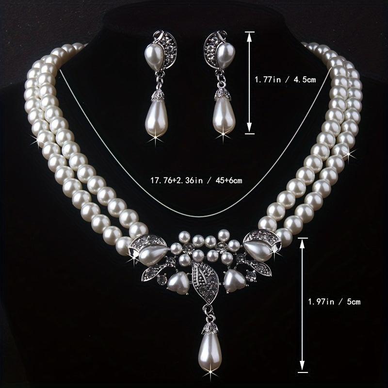 Luxury Rhinestone Necklace Earrings Set for Bride