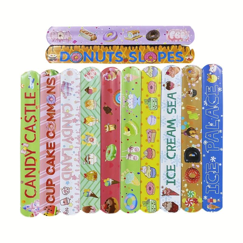 12pcs Donut Party Gift Slap Bracelet for Kids Girls