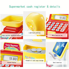 2 In 1 Cash Register Toy Set with Sound & Light, Microphone, Credit Card Scanner