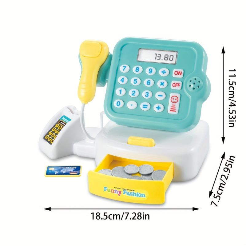 2 In 1 Cash Register Toy Set with Sound & Light, Microphone, Credit Card Scanner