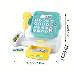 2 In 1 Cash Register Toy Set with Sound & Light, Microphone, Credit Card Scanner