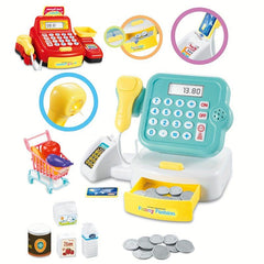 2 In 1 Cash Register Toy Set with Sound & Light, Microphone, Credit Card Scanner