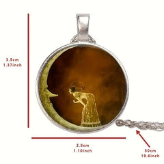 Moon Crystal Bead Pendant Necklace For Men And Women
