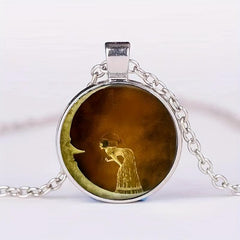 Moon Crystal Bead Pendant Necklace For Men And Women