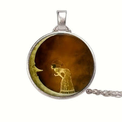 Moon Crystal Bead Pendant Necklace For Men And Women