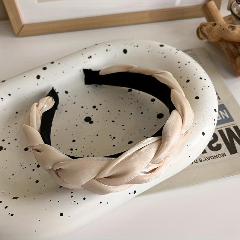 Velvet Braided Headbands for Women Beige