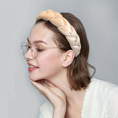 Velvet Braided Headbands for Women Beige