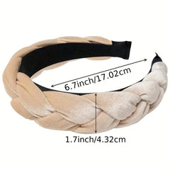 Velvet Braided Headbands for Women Beige