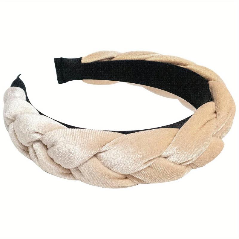 Velvet Braided Headbands for Women Beige