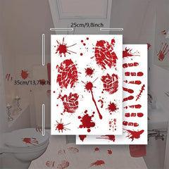 12 Sheets Halloween Bloody Window Stickers Scary Hand Foot Blood Stains