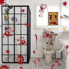 12 Sheets Halloween Bloody Window Stickers Scary Hand Foot Blood Stains