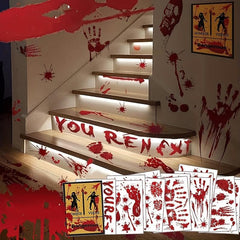 12 Sheets Halloween Bloody Window Stickers Scary Hand Foot Blood Stains