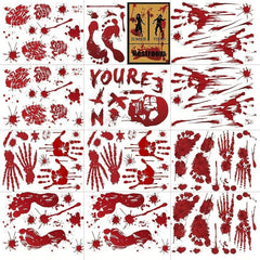 12 Sheets Halloween Bloody Window Stickers Scary Hand Foot Blood Stains