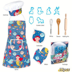 Kids Kitchen Utensil Set - Chef Play Set for Pretend Play Cooking
