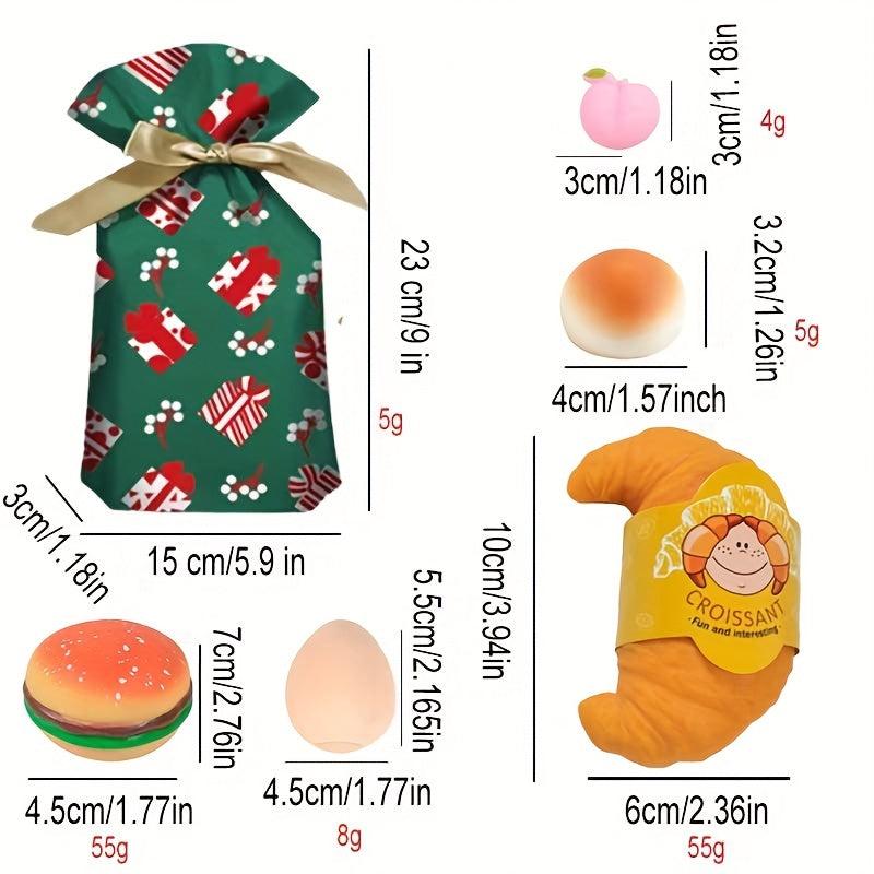 6pcs Large Soft Bun Burger Toys Set Adorable Peach Unzip Toys