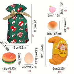 6pcs Large Soft Bun Burger Toys Set Adorable Peach Unzip Toys