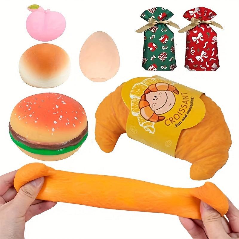 6pcs Large Soft Bun Burger Toys Set Adorable Peach Unzip Toys