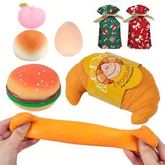6pcs Large Soft Bun Burger Toys Set Adorable Peach Unzip Toys