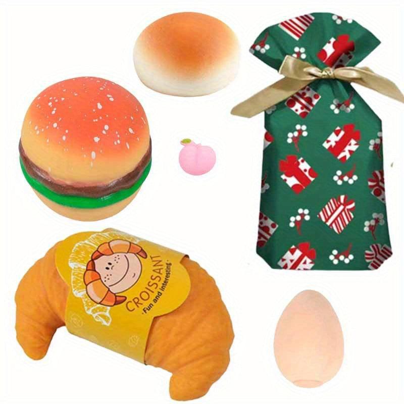 6pcs Large Soft Bun Burger Toys Set Adorable Peach Unzip Toys