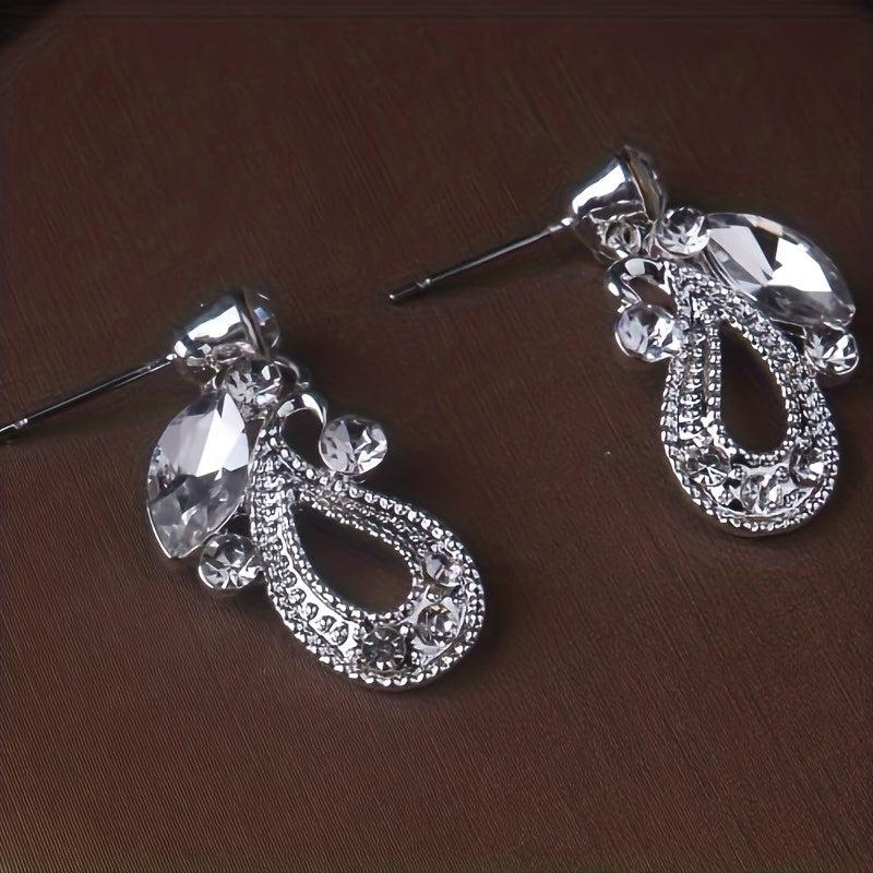 Wedding Dress Necklace Earrings Set Rhinestone Bridal Jewelry