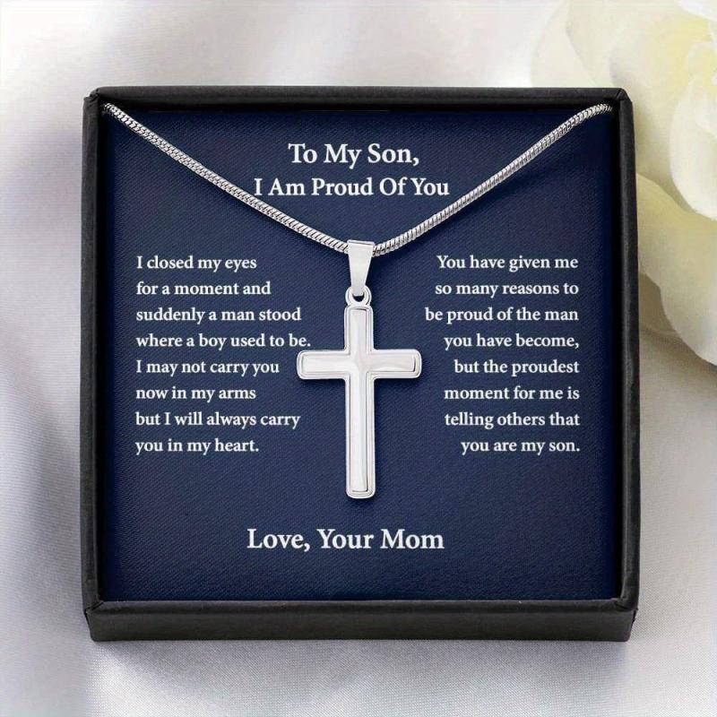 Stainless Steel Chain Card Men's Necklace Set - Perfect Gift for Son