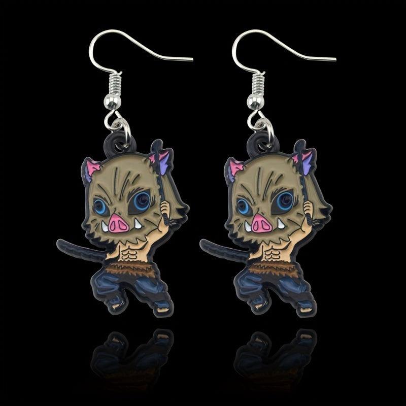 Anime Peripheral Mask Men's Earrings 3D Patterns & Alloy