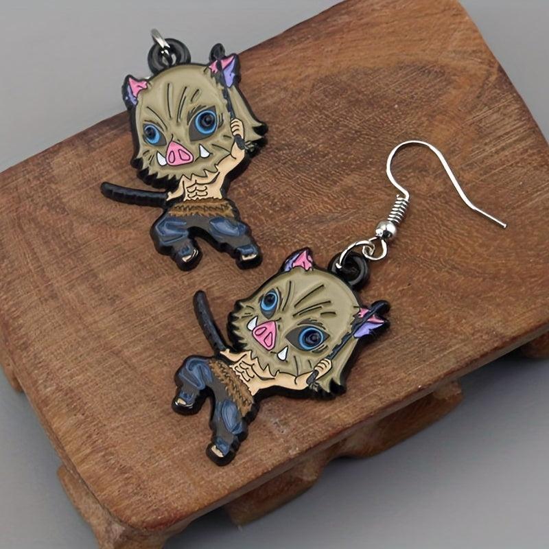 Anime Peripheral Mask Men's Earrings 3D Patterns & Alloy