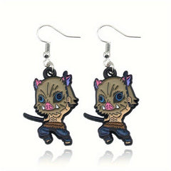 Anime Peripheral Mask Men's Earrings 3D Patterns & Alloy