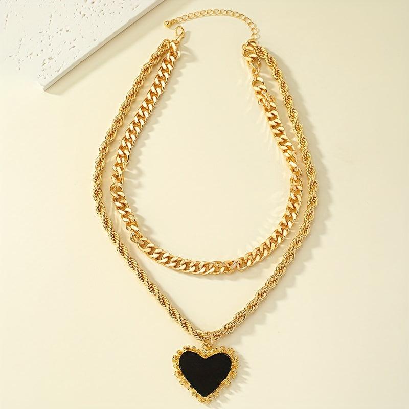 Stainless Steel Heart Necklace Hip hop Pendant Chain Gift Jewelry