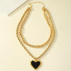 Stainless Steel Heart Necklace Hip hop Pendant Chain Gift Jewelry