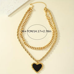 Stainless Steel Heart Necklace Hip hop Pendant Chain Gift Jewelry
